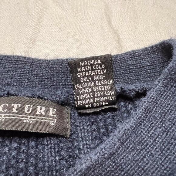 Structure Knit Pullover Sweater Long Sleeve Navy Men's Medium Classic Casual - Picture 4 of 6